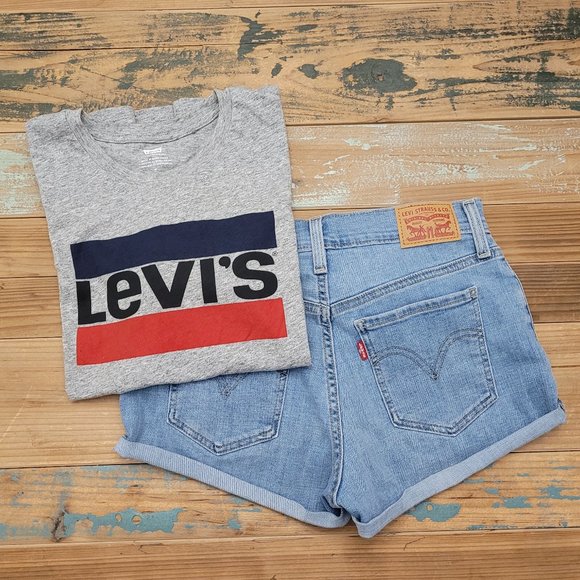 Levi's Jean Shorts & T-shirt Combo - Picture 1 of 6